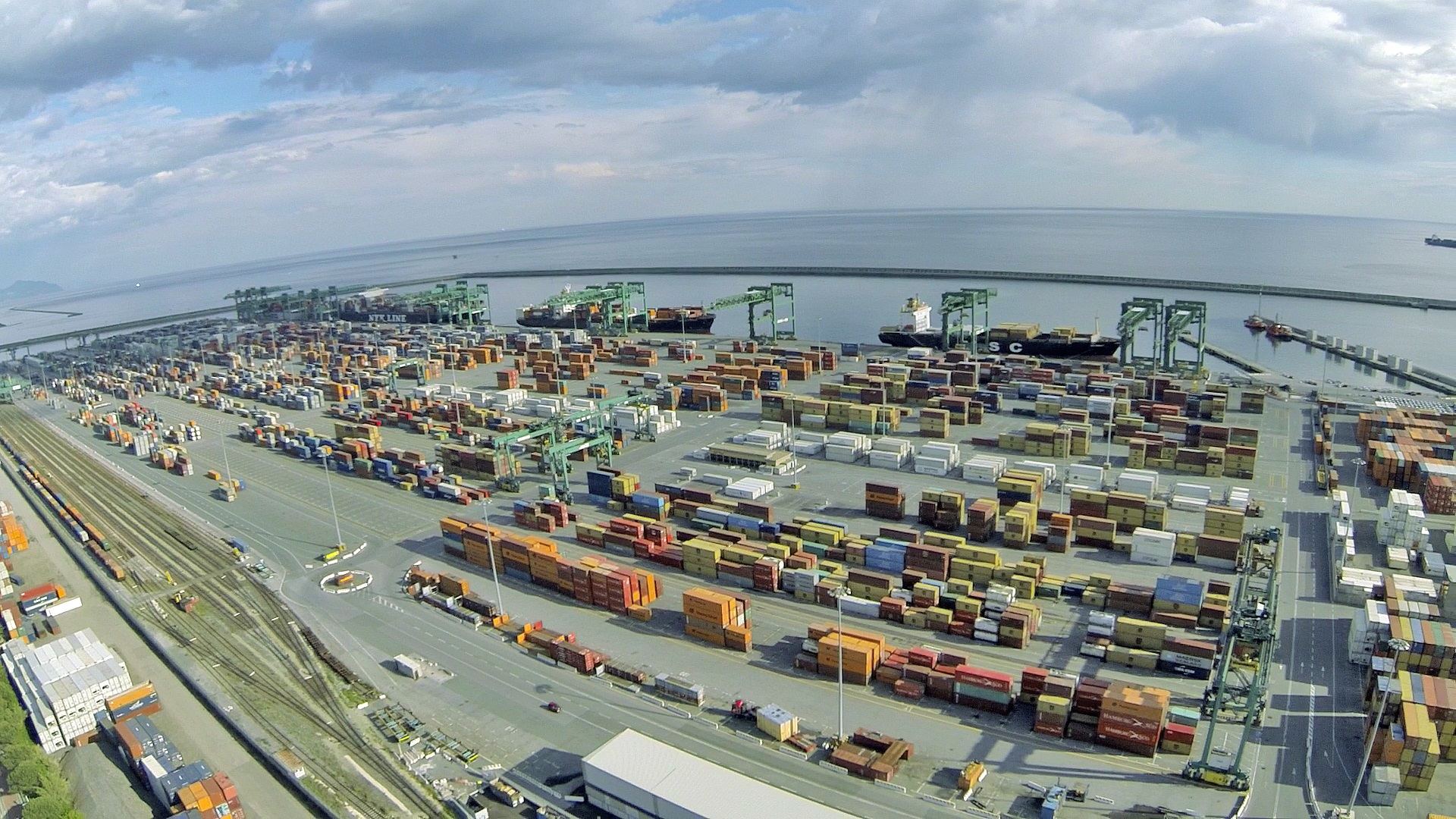 Merchant ship in port